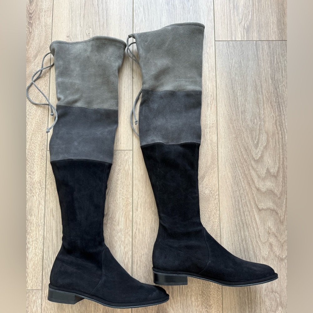 Stuart Weitzman Lowkand Trio Color Suede Over-The-Knee Boots